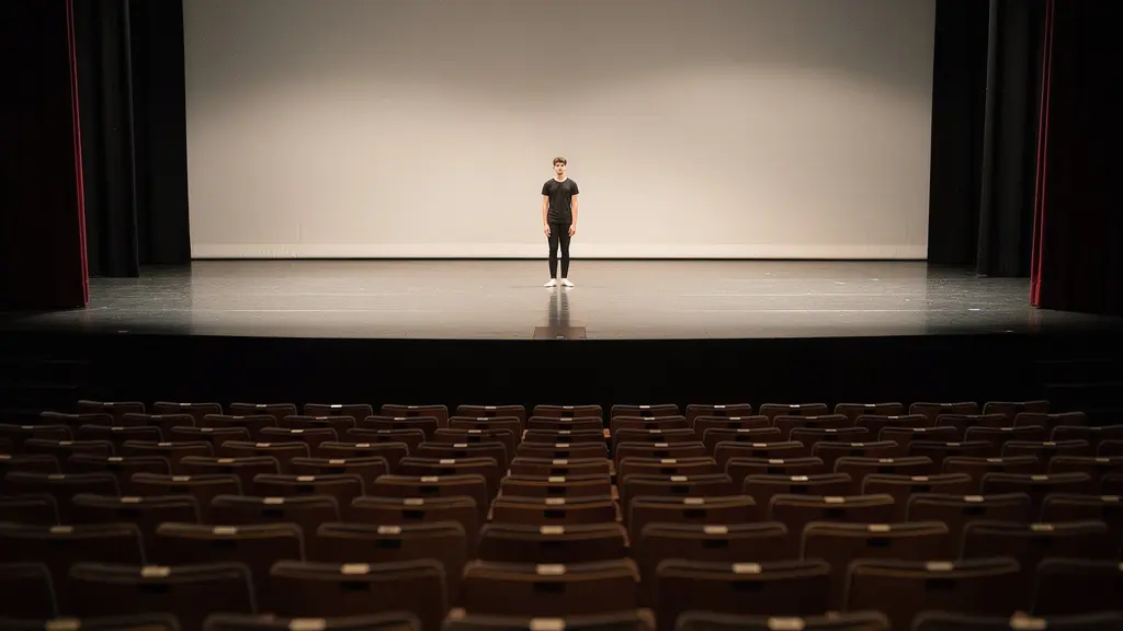 Danseur seul sur scène lors d'une audition dans un petit théâtre